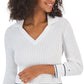 Tommy Hilfiger Women's Cotton Johnny Collar Cable Knit Sweater White Size X-Large