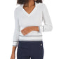 Tommy Hilfiger Women's Cotton Johnny Collar Cable Knit Sweater White Size X-Large