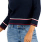 Tommy Hilfiger Women's Cotton Johnny Collar Cable Knit Sweater Blue Size X-Large