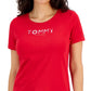 Tommy Hilfiger Women's Crew Neck Rhinestone Embellished T-Shirt Red Size X-Large