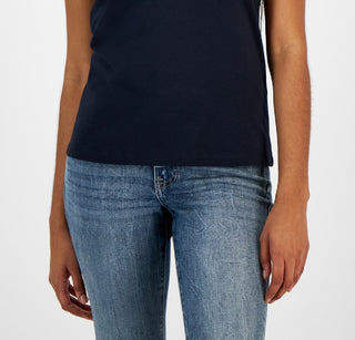 Tommy Hilfiger Women's Crew Neck Rhinestone Embellished T-Shirt Blue Size X-Large