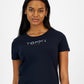 Tommy Hilfiger Women's Crew Neck Rhinestone Embellished T Shirt Navy