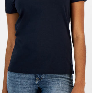 Tommy Hilfiger Women's Crew Neck Rhinestone Embellished T Shirt Navy