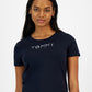 Tommy Hilfiger Women's Crew Neck Rhinestone Embellished T Shirt Navy