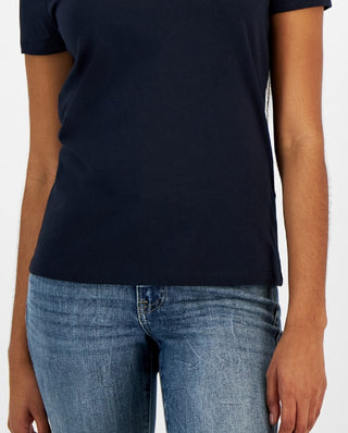 Tommy Hilfiger Women's Crew Neck Rhinestone Embellished T Shirt Navy