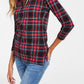 Tommy Hilfiger Women's Johnny Collar 3/4 Sleeve Top Black Size Large