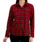 Tommy Hilfiger Women's Collared Plaid Shirt Jacket Red Size Medium