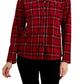 Tommy Hilfiger Women's Collared Plaid Shirt Jacket Red Size Medium