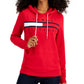 Tommy Hilfiger Women's Long Sleeve Front Pocket Logo Sweatshirt Red Size Large