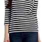 Tommy Hilfiger Women's Striped Cotton Johnny Collar Polo Top White