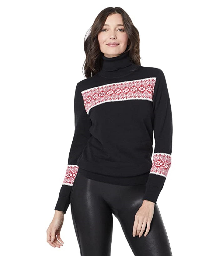 Tommy Hilfiger Women's Blocked Fair Isle Stella Cotton Sweater Black Size Large