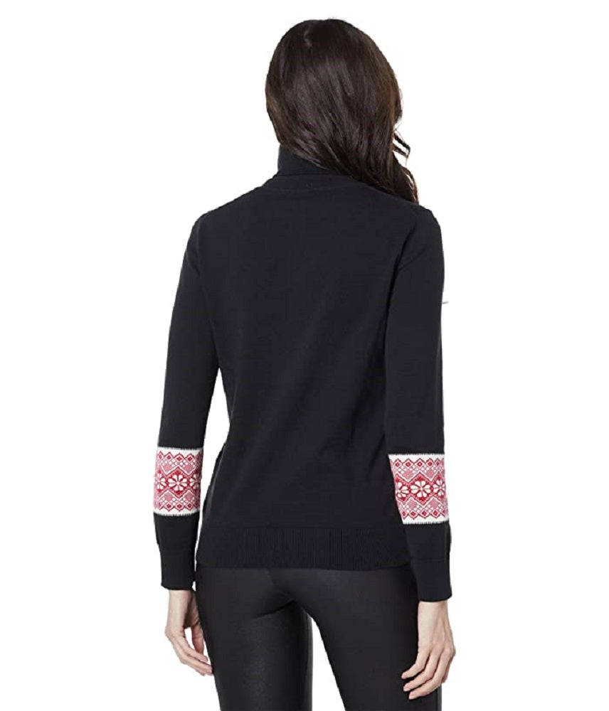 Tommy Hilfiger Women's Blocked Fair Isle Stella Cotton Sweater Black Size Large