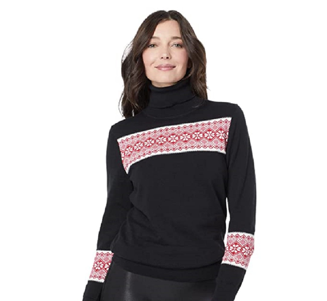 Tommy Hilfiger Women's Blocked Fair Isle Stella Cotton Sweater Black Size Large