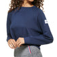 Tommy Hilfiger Women's Raglan Sleeve Cropped Top Blue Size Large