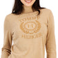 Tommy Hilfiger Women's Tonal Crest Logo Stella Cotton Sweater Brown Size Large