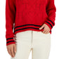 Tommy Hilfiger Women's Argyle Logo Mock Neck Sweater Red Size X-Large