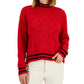 Tommy Hilfiger Women's Argyle Logo Mock Neck Sweater Red Size X-Large