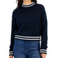 Tommy Hilfiger Women's Argyle Logo Mock Neck Sweater Blue Size Small