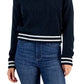 Tommy Hilfiger Women's Argyle Logo Mock Neck Sweater Blue Size Small