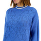 Tommy Hilfiger Women's Argyle Logo Mock Neck Sweater Blue Size X-Large