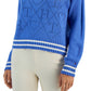 Tommy Hilfiger Women's Argyle Logo Mock Neck Sweater Blue Size X-Large