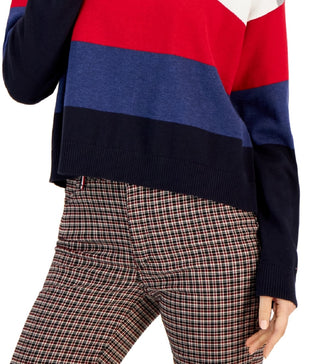 Tommy Hilfiger Women's Stripe Logo Bubble Sweater Red Size XX-Large