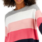 Tommy Hilfiger Women's Stripe Logo Bubble Sweater Pink Size X-Large