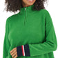Tommy Hilfiger Women's Colorblocked Half Zip Sweater Green Size Small