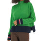 Tommy Hilfiger Women's Colorblocked Half Zip Sweater Green Size Small