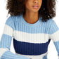 Tommy Hilfiger Women's Flag Logo Colorblocked Cotton Cable Knit Sweater Blue Size Large
