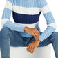Tommy Hilfiger Women's Flag Logo Colorblocked Cotton Cable Knit Sweater Blue Size Small