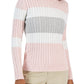 Tommy Hilfiger Women's Flag Logo Colorblocked Cotton Cable Knit Sweater Pink Size Large