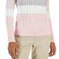 Tommy Hilfiger Women's Flag Logo Colorblocked Cotton Cable Knit Sweater Pink Size Large