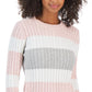 Tommy Hilfiger Women's Flag Logo Colorblocked Cotton Cable Knit Sweater Pink Size Small