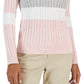 Tommy Hilfiger Women's Flag Logo Colorblocked Cotton Cable Knit Sweater Pink Size X-Small