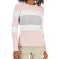 Tommy Hilfiger Women's Flag Logo Colorblocked Cotton Cable Knit Sweater Pink Size X-Small