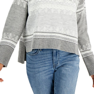 Tommy Hilfiger Women's Fair Isle Drop Shoulder Sweater Gray Size Small