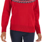 Tommy Hilfiger Women's Argyle Turtleneck Sweater Red Size Large