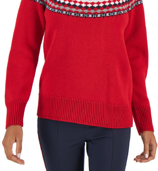 Tommy Hilfiger Women's Argyle Turtleneck Sweater Red Size Large