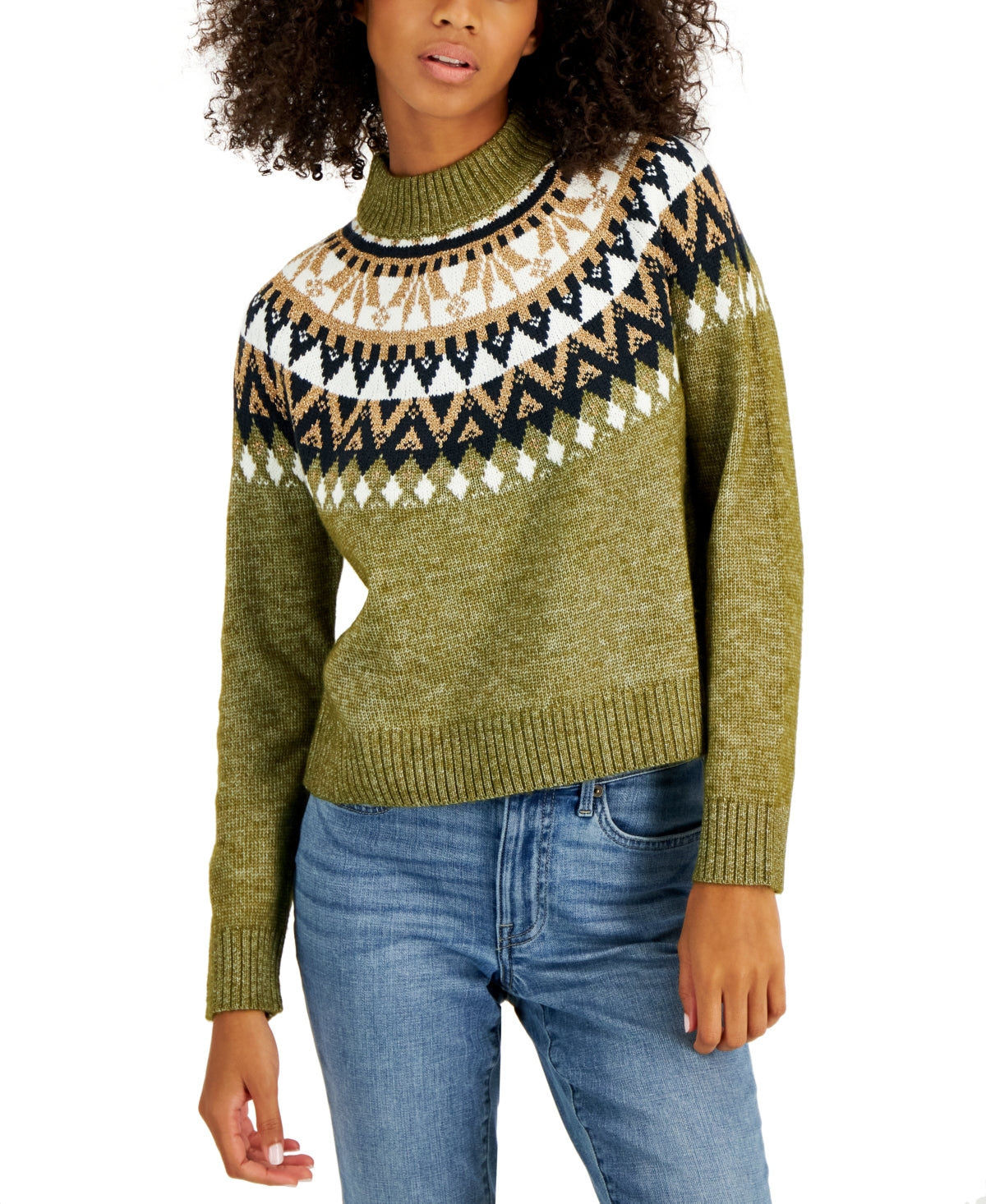Tommy Hilfiger Women's Half Snowflake Raglan Sweater Green Size X-Large