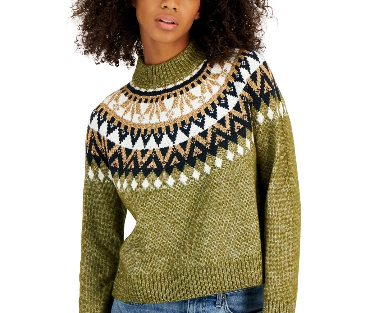 Tommy Hilfiger Women's Half Snowflake Raglan Sweater Green Size X-Large