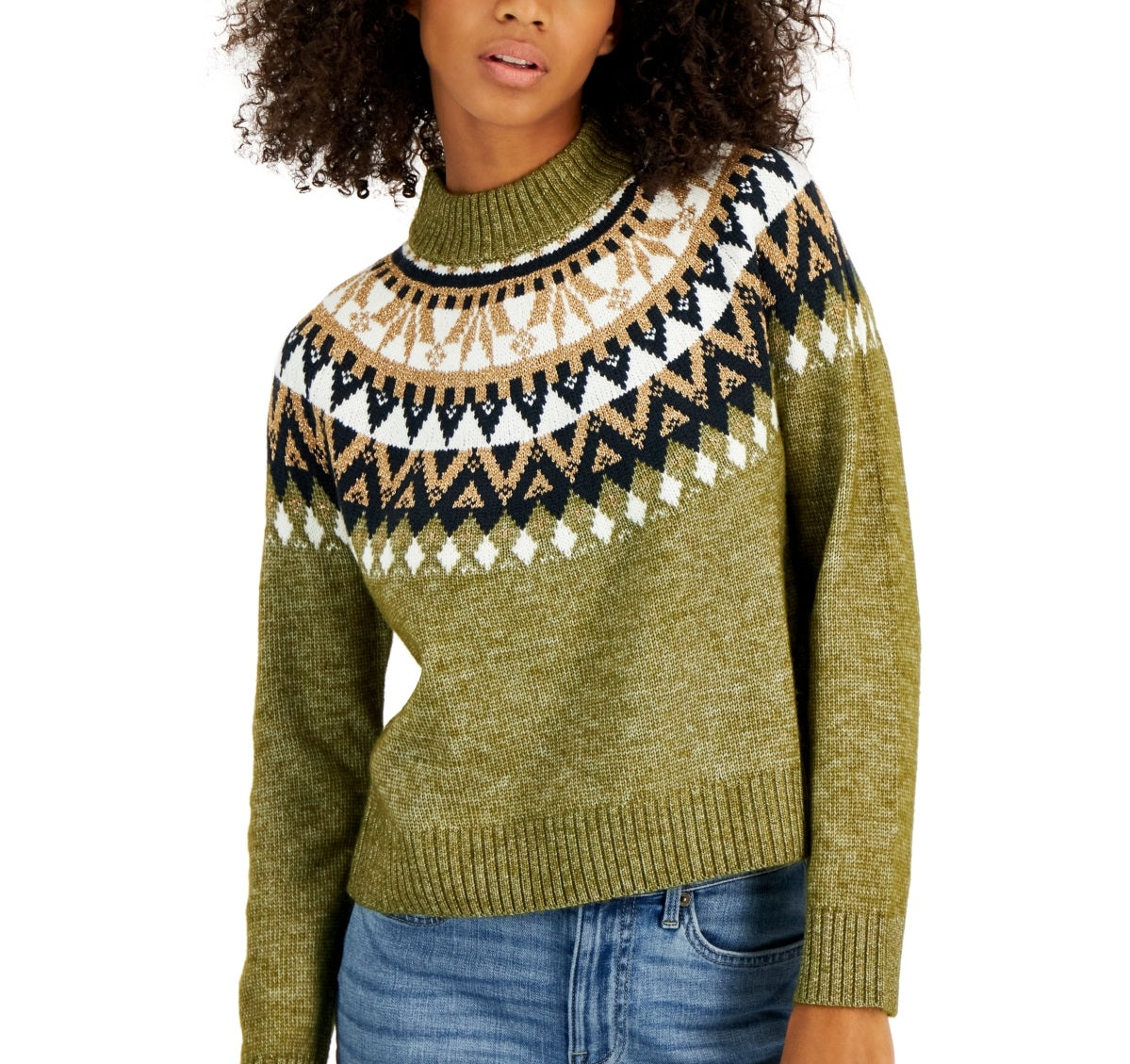 Tommy Hilfiger Women's Half Snowflake Raglan Sweater Green Size Large