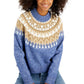 Tommy Hilfiger Women's Half Snowflake Raglan Sweater Blue Size Large