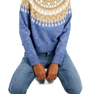 Tommy Hilfiger Women's Half Snowflake Raglan Sweater Blue Size Large