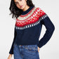 Tommy Hilfiger Women's Half Snowflake Raglan Sweater Blue Size Medium