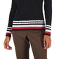 Tommy Hilfiger Women's Cotton Cable Knit Tipped Sleeve Sweater Black Size Medium