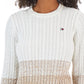 Tommy Hilfiger Women's Cotton Ombre Cable Knit Sweater White Size Small