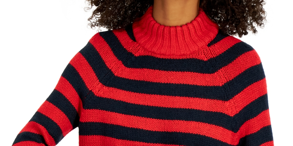 Tommy Jeans Women's Mock Neck Sweater Red Size X-Small