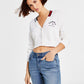 Tommy Jeans Women's V Neck Cropped Cardigan Sweater White Size Medium