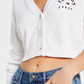Tommy Jeans Women's V Neck Cropped Cardigan Sweater White Size Medium